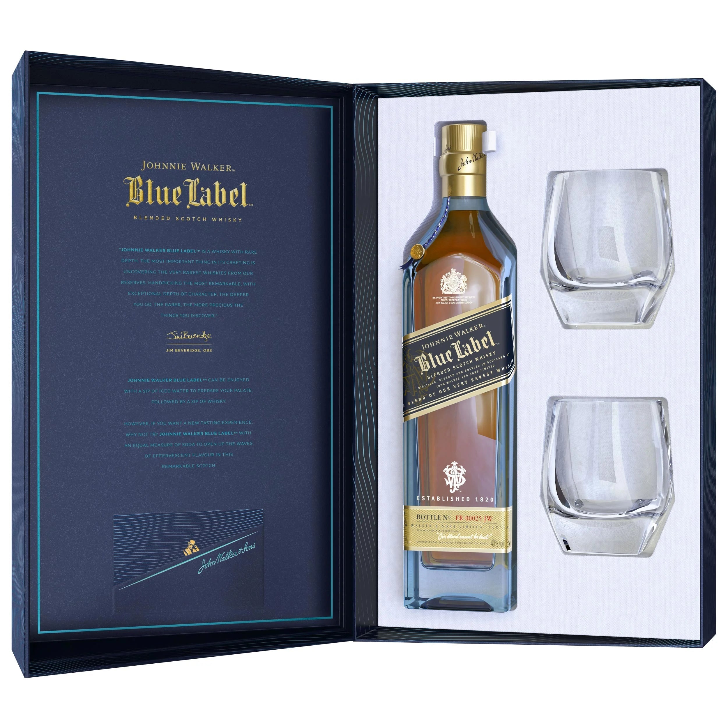 Johnnie Walker Blue Label Gift Set With 2 Glasses - Premium Liquors & Cigars