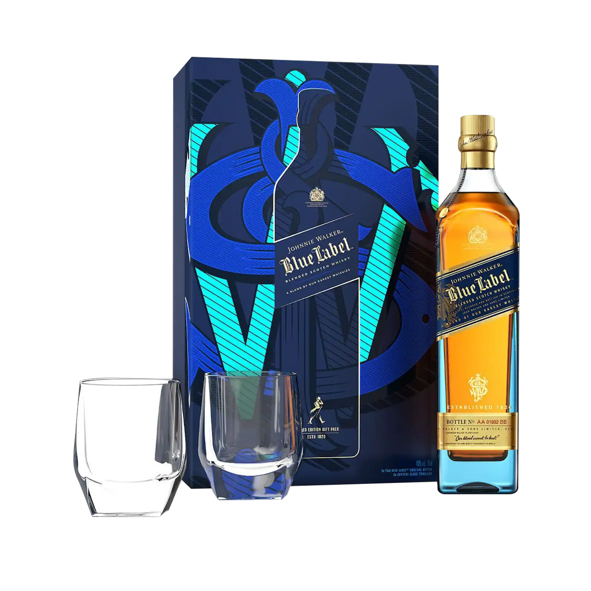 Johnnie Walker Blue Label Gift Set With 2 Glasses - Premium Liquors & Cigars